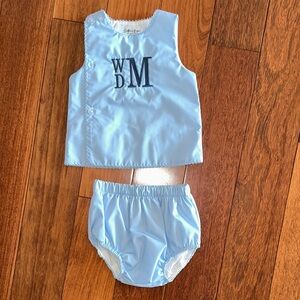 Light Blue Kids Monogrammed outfit for newborn